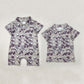 Baby Boy Short Sleeves Camo Buttons Shirt Sibling Tops Romper RTS