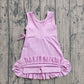 Baby Girls Sleeveless Ruffle Knee Length Yoga Pink Dress with Shorts RTS