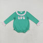 Baby Boy Green Long Sleeves Embroidery Santa Christmas Bubble Romper RTS