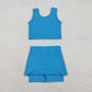Baby Girl Sleeveless Blue Vest Tops Shorts Skirt Skort Yoga Active Set RTS