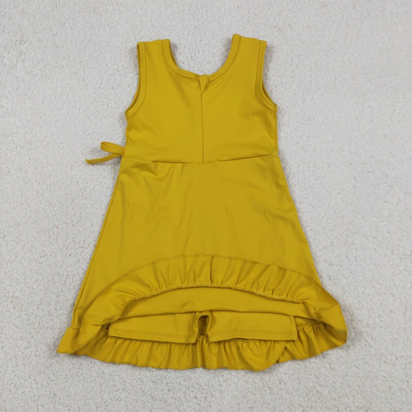 Baby Girls Sleeveless Ruffle Knee Length Yoga Yellow Dress with Shorts RTS