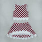 Baby Girls Kids Pig Checked Shirt Scallop Bows Skirt Shorts Team Set Yoga Active Clothes RTS