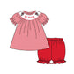 Baby Girl Red Checkered Short Sleeves Tops Shorts Team Set