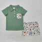 RTS Baby Boy Short Sleeves Green Pocket Shirt Fishing Shorts Clothes Set