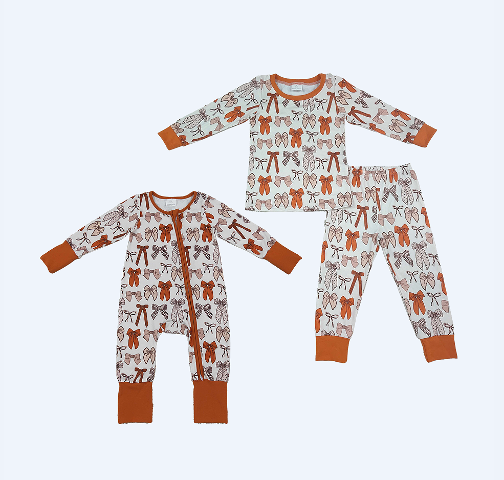 Sibling Girls Kids Long Sleeves Bows Shirt Pants Set Romper Fall Clothes RTS