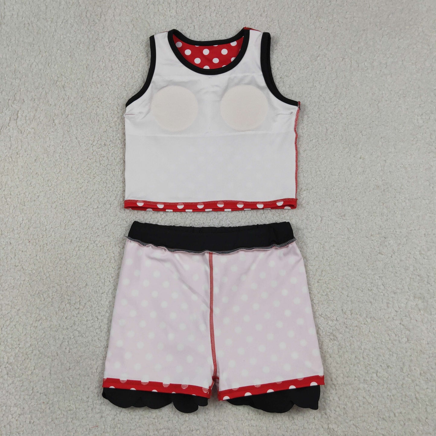 Baby Girls Kids Dots Red Shirt Scallop Skirt Shorts Yoga Active Set Clothes RTS