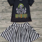 Baby Girl Short Sleeves Black Shirt Stripes Shorts Skirt Outfit