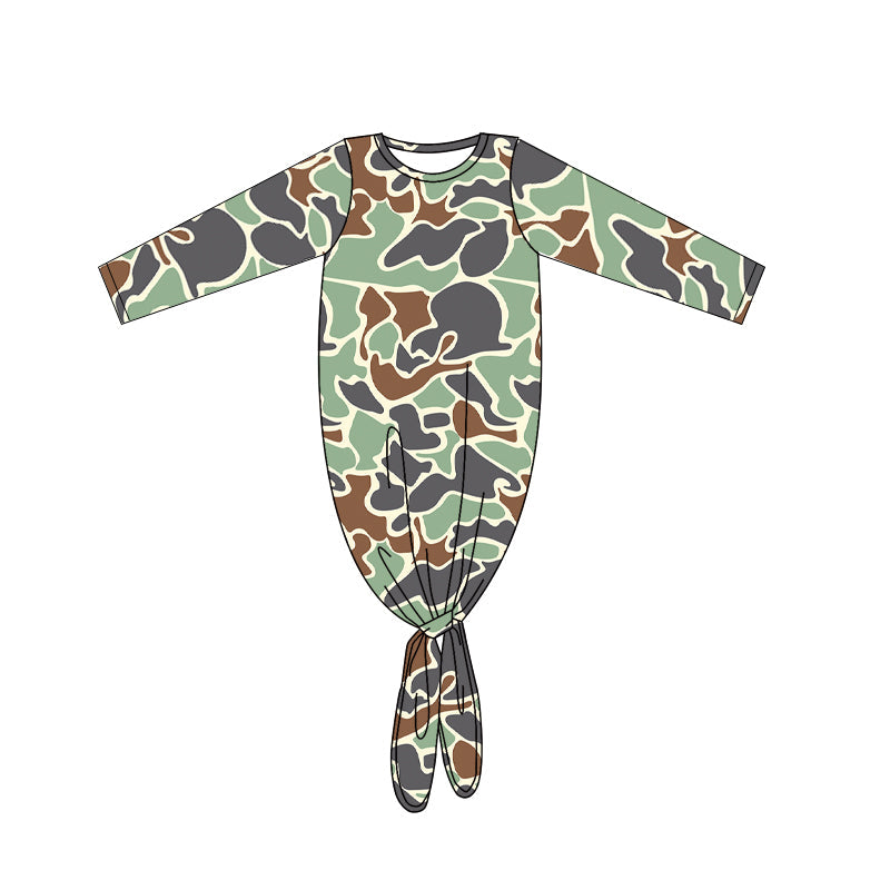 Baby Girl Green Camo Long Sleeves Gowns