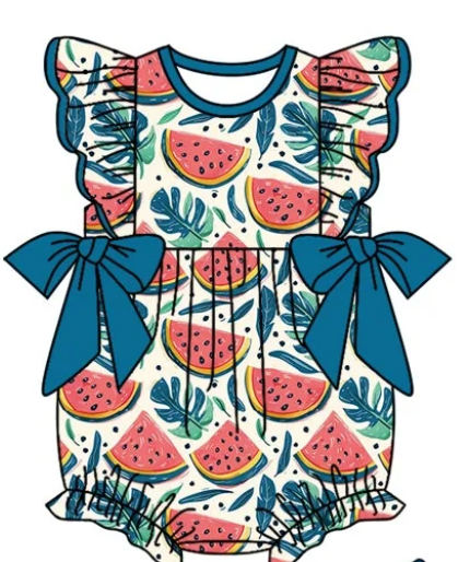 ( Moq 5 Each Style ) Baby Girl Summer Watermelon Sibling Romper Set 4.24
