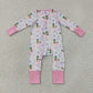 Baby Girls Kids Ducks Flower Bows Pink Ruffle Zipper Footie Sleeper Romper RTS