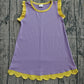 Baby Girls Kids Sleeveless Yellow Scallop Knee Length Lavender Dress Clothes RTS