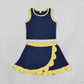 Baby Girls Kids Sleeveless Navy Shirt Scallop Skirt Shorts Yoga Active Set Clothes RTS