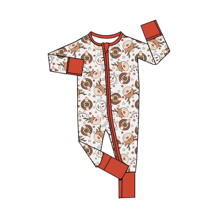 Baby Boy Christmas Deers Long Sleeves Zipper Romper