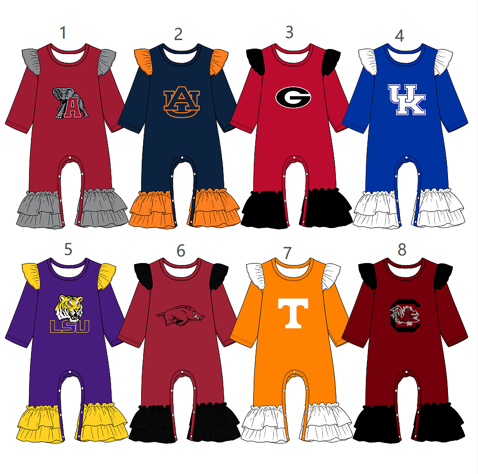( Moq 5 Each Style ) Sibling Baby Girls Infant Long Sleeves Team Rompers Clothes
