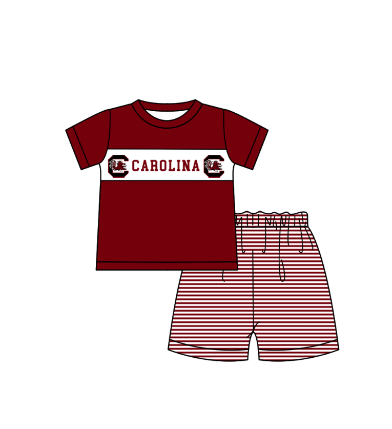 ( Moq 5 ) Baby Boys Toddler Short Sleeves Chicken Shirt Stripes Shorts Team Summer Set