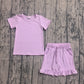 Baby Girls Short Sleeves Lavender Tops Ruffle Shorts Summer Clothes Set RTS