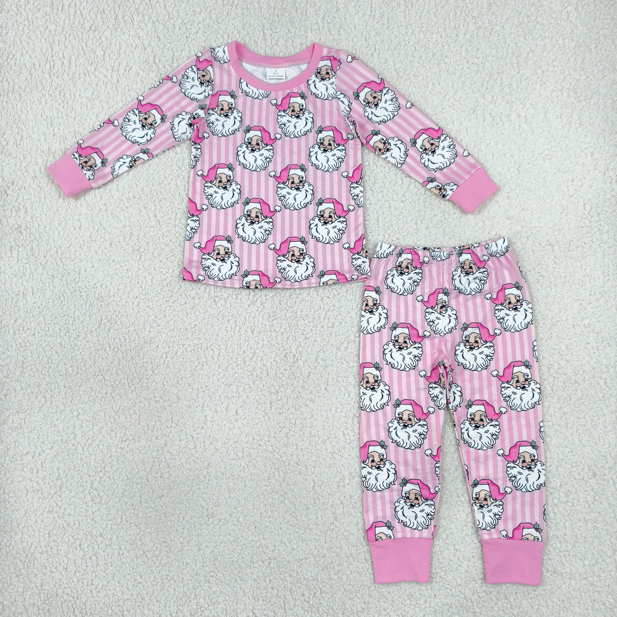 Sibling Baby Girls Kids Long Sleeves Santa Stripes Romper Set Christmas Pink Clothes RTS