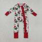 Baby Girl Long Sleeves Green Face Flower Christmas Red Zipper Romper RTS