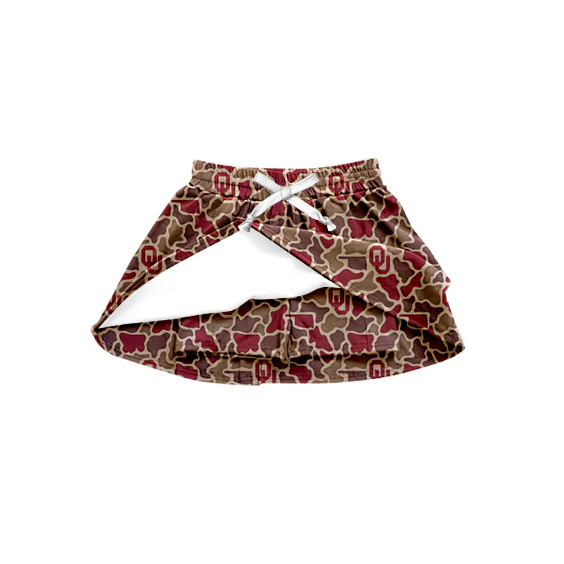 ( Moq 5 ) Baby Girls Kids Southern Red Brown Camo Team Shorts Skirt Bottom