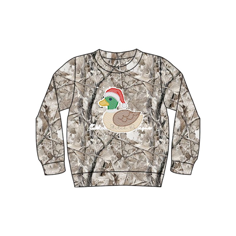 ( Moq 5 ) Preorder Baby Boys Toddler Embroidery Duck Christmas Shirt Tops Camo Clothes