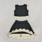 Baby Girls Kids Scallop Black Shirt Bows Skirt Shorts Set Yoga Active Clothes RTS