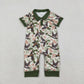 Baby Boys Short Sleeves Ducks Camo Hunting Buttons Green Romper RTS