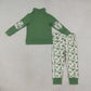 Baby Boys Kids Long Sleeve Zipper Pullover Ducks Pockets Jogger Set Green Clothe RTS