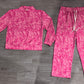 ( No moq ) Preorder Adult Women Long Sleeves Leaves Shirt Camo Pants Pink Set Clothes