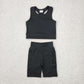 Baby Girl Black Athletic Active Wear Top Shorts Clothes Set RTS