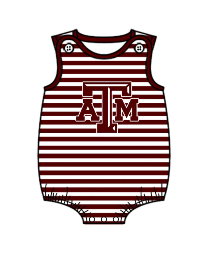 ( Moq 5 ) Baby Boys Infant Sleeveless ATM Stripes Team Bubble Romper