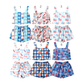 ( Moq 5 Each Style ) Sibling Baby Girls Kids Sleeveless Tops Shorts 4th of July Sets Summer Clothes