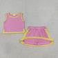 Baby Girls Kids Sleeveless Shirt Skirt Shorts Cotton Pink Set Clothes RTS