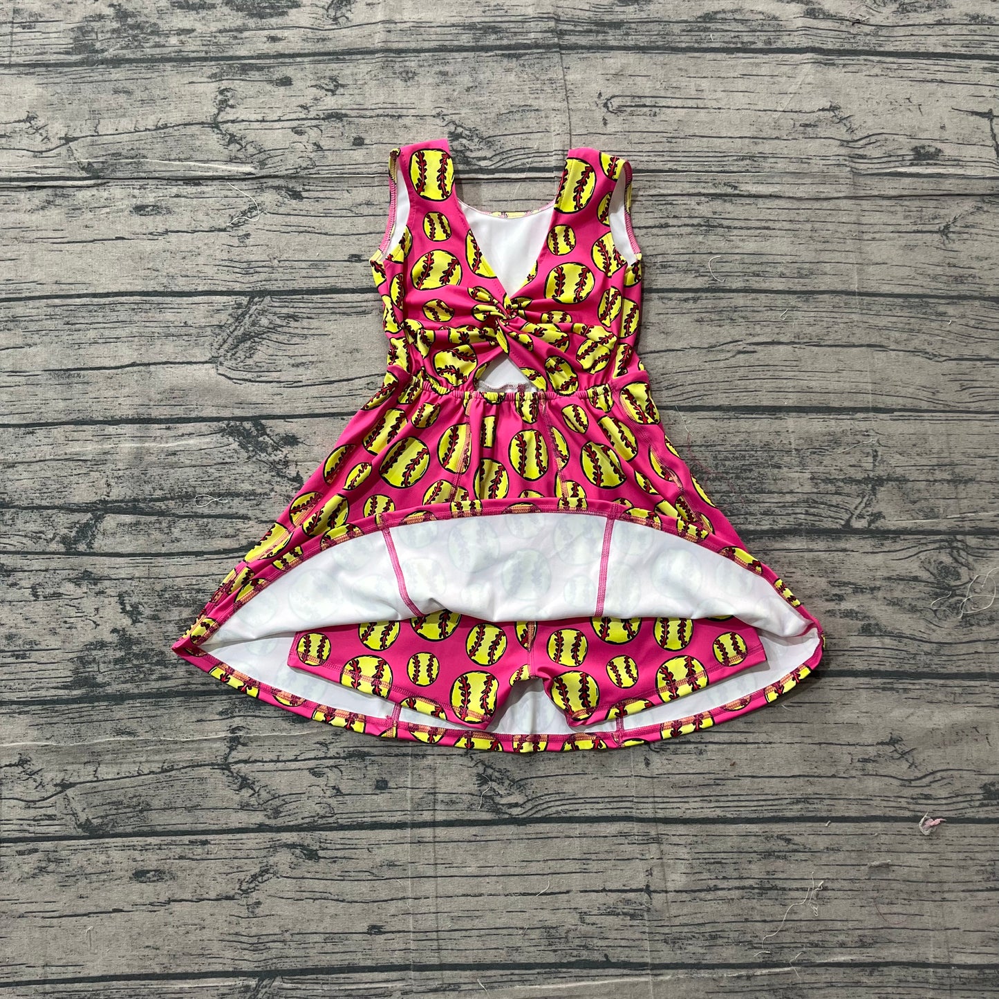 Baby Girls Kids Sleeveless Softball Yoga Shorts Pink Knee Length Dress RTS