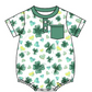 Baby Boy Girl Short Sleeves St. Patrick's Day Leaf Heart Sibling Matching Dress Romper Blue Clothes Set Moq 5 Each style