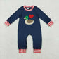Sibling Boys Girls Kids Long Sleeves Embroidery Ducks Hearts Valentine's Day Rompers Sets RTS