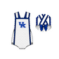 ( Moq 5 ) Baby Girls Kids Sleeveless UK Dots Blue Bows Team Romper