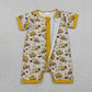 Baby Boys Infant Short Sleeves Excavator Yellow Zipper Romper Clothes RTS