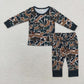 Baby Boy Fall Brown Camo Shirt Pants Pajamas Bamboo Set