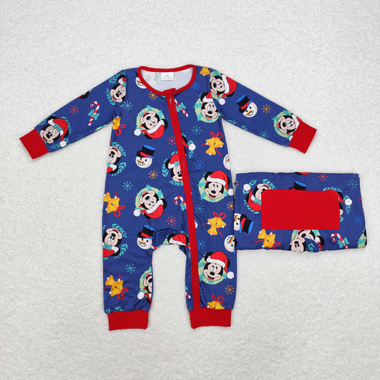 Baby Boy Christmas Cartoon Mouse Hats Zipper Romper