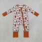Baby Girls Kids Long Sleeves Bows Zipper Sleeper Footie Romper Brown Clothes RTS