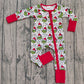 Baby Kids Infant Long Sleeves Green Face Lights Christmas Zipper Romper RTS