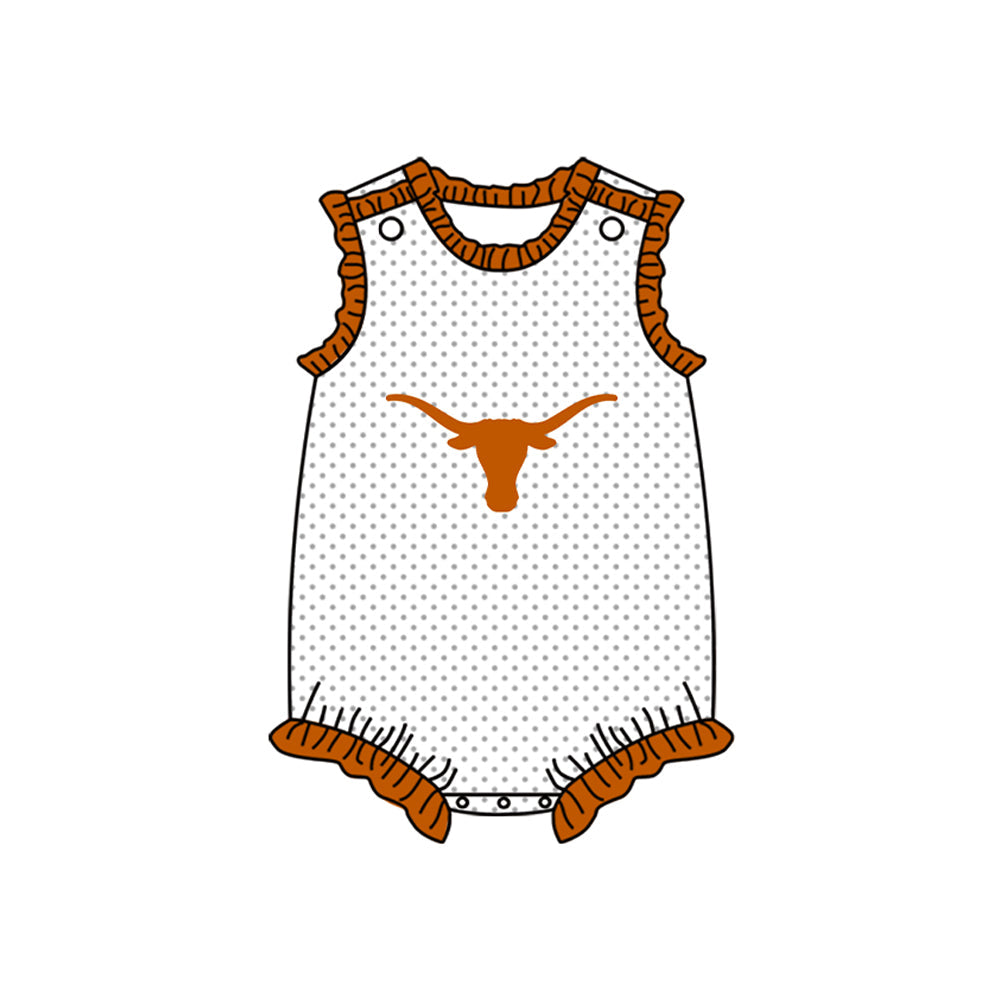 Baby Girl Sleeveless Cow Team Dots Bubble Romper ( Moq 5 )
