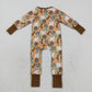 Baby Boy Long Sleeves Cow Cactus Boots Zipper Western Halloween Romper RTS