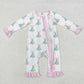 Baby Girl Long Sleeves Christmas Tree Bows Zipper Bamboo Romper