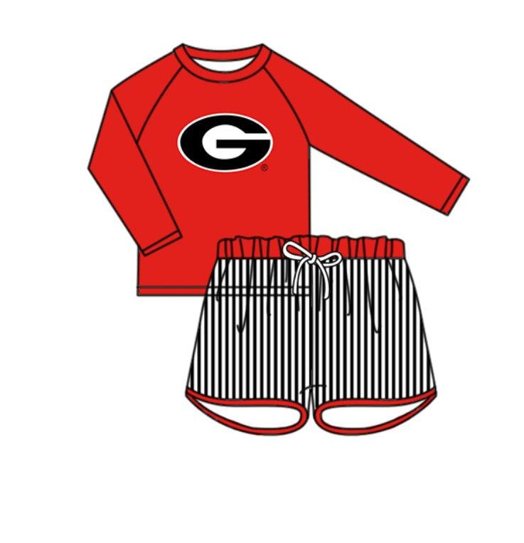 ( Moq 5 Each Style ) Baby Boys Girls Kids Team Sibling Red Jumpsuits Sets Swimsuits