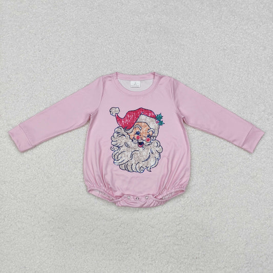 Baby Girl Infant Long Sleeves Pink Christmas Santa Romper