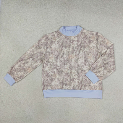 Sibling Baby Kids Adult Women Long Sleeves Camo Romper Shirt Yoga Active Blue Mock Neck Clothes RTS