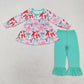 Baby Boy Girl Long Sleeves Christmas Red Green Bows Sibling Romper Pajamas Clothes Set RTS