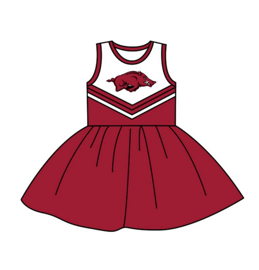 Moq 5 Baby Girl Sleeveless Pig Team Red Dress