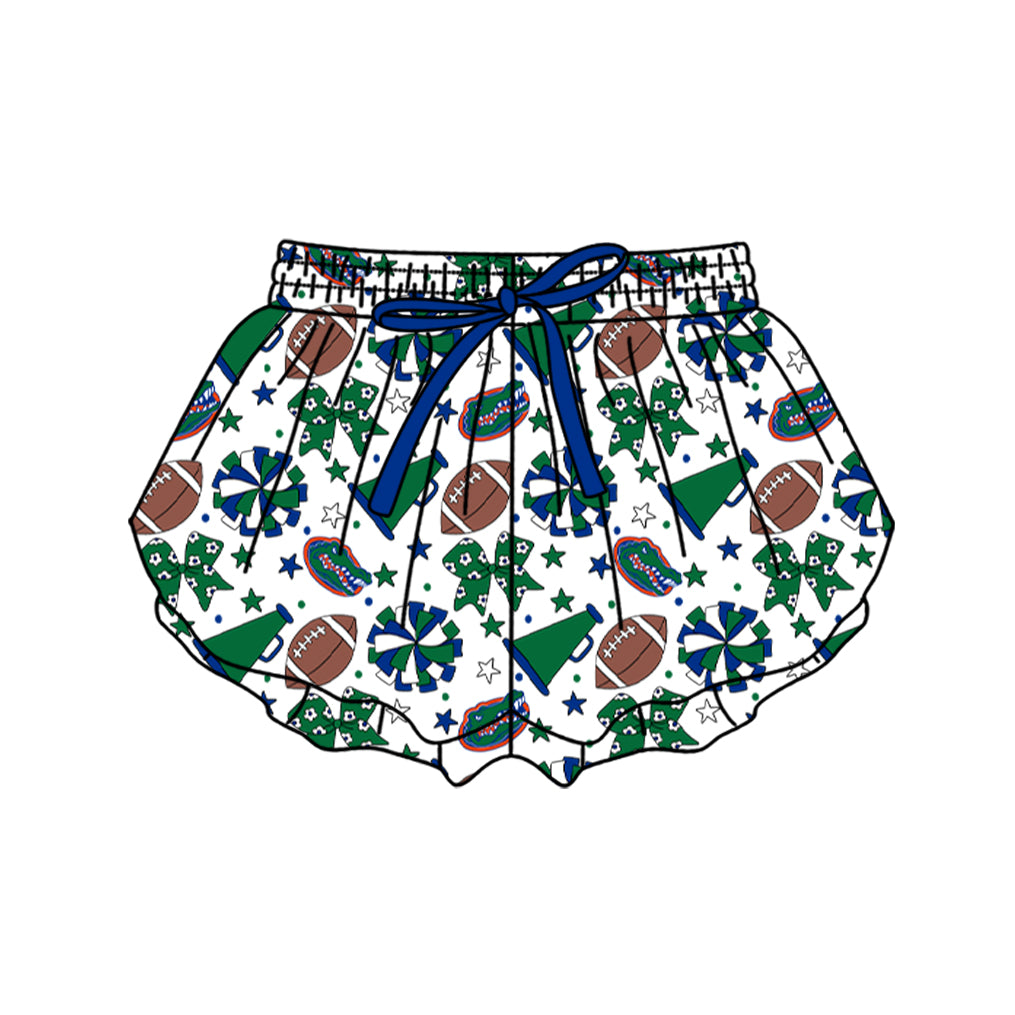 ( Moq 5 ) Baby Girls Kids Green Bows Cheer Football Shorts Bottoms Team Clothes